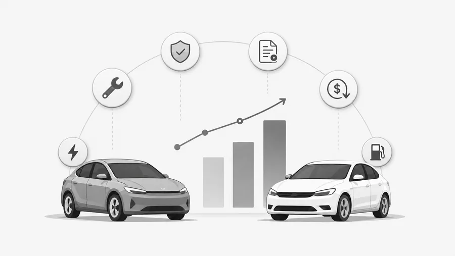 Comparação de custo total de propriedade entre veículos